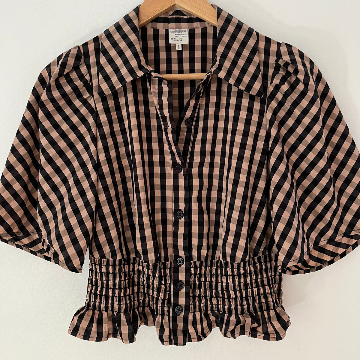 Baum Und Pferdgarten MALALA Blouse in Camel Check Size 34/XS.