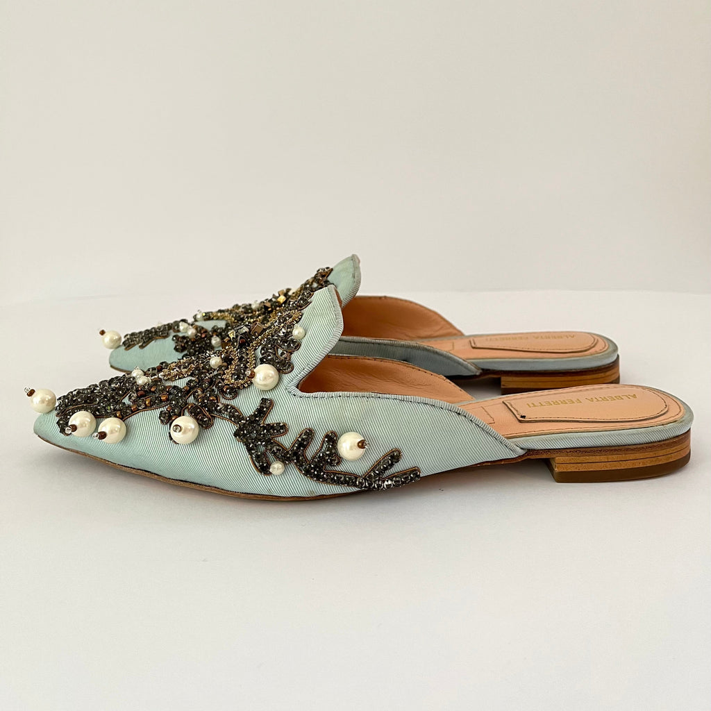 Alberta Ferretti Archive Beaded Slides Size 36.