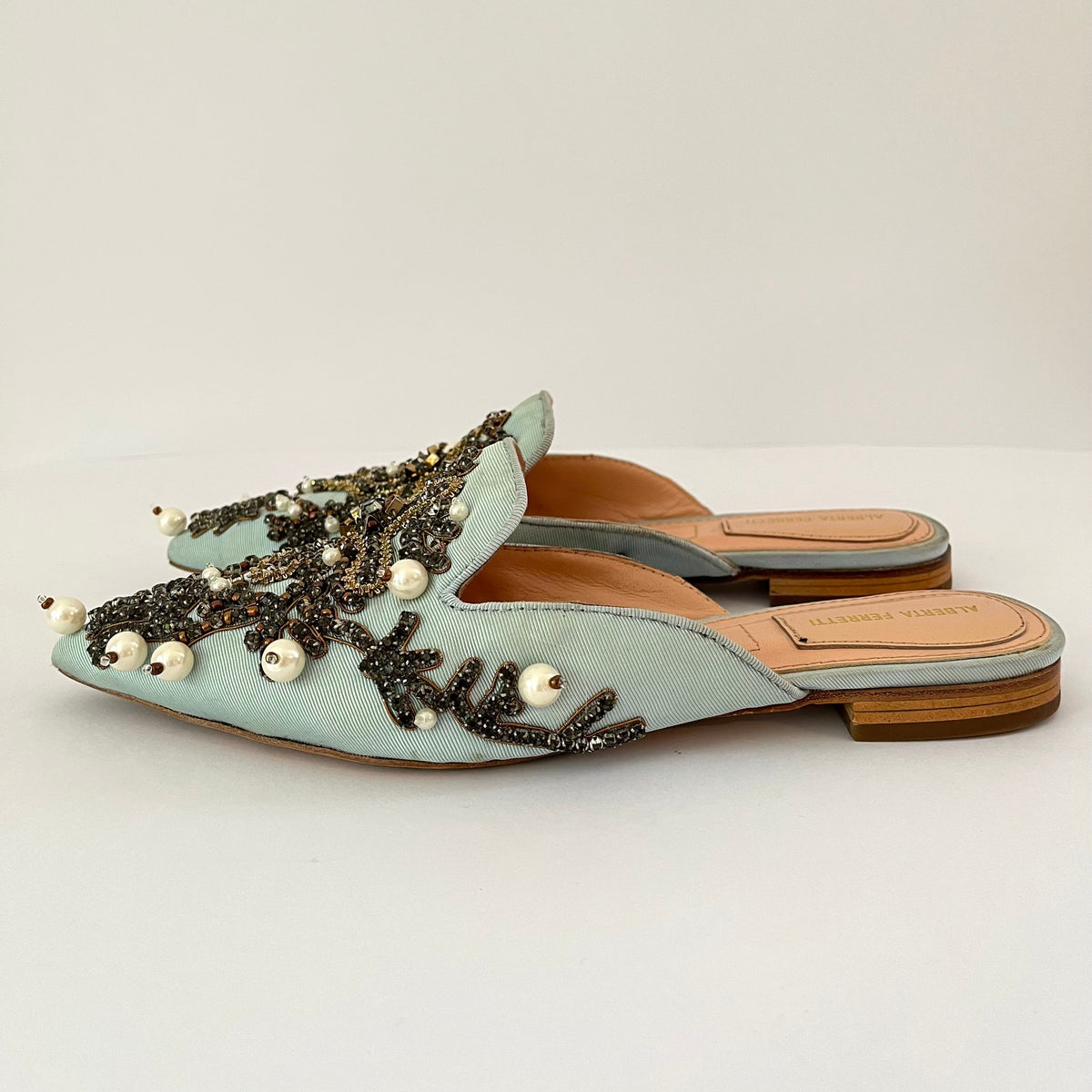 Alberta Ferretti Archive Beaded Slides Size 36.