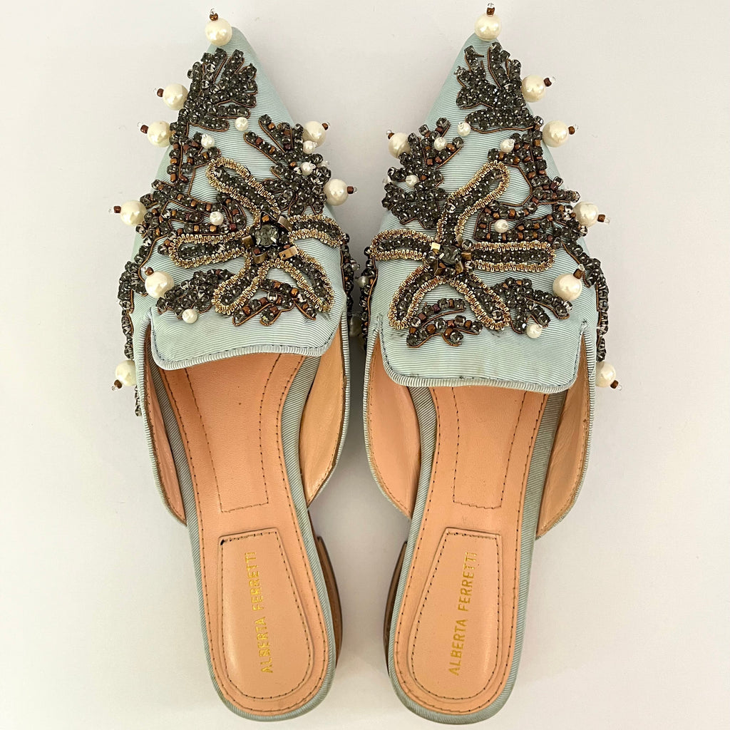 Alberta Ferretti Archive Beaded Slides Size 36.