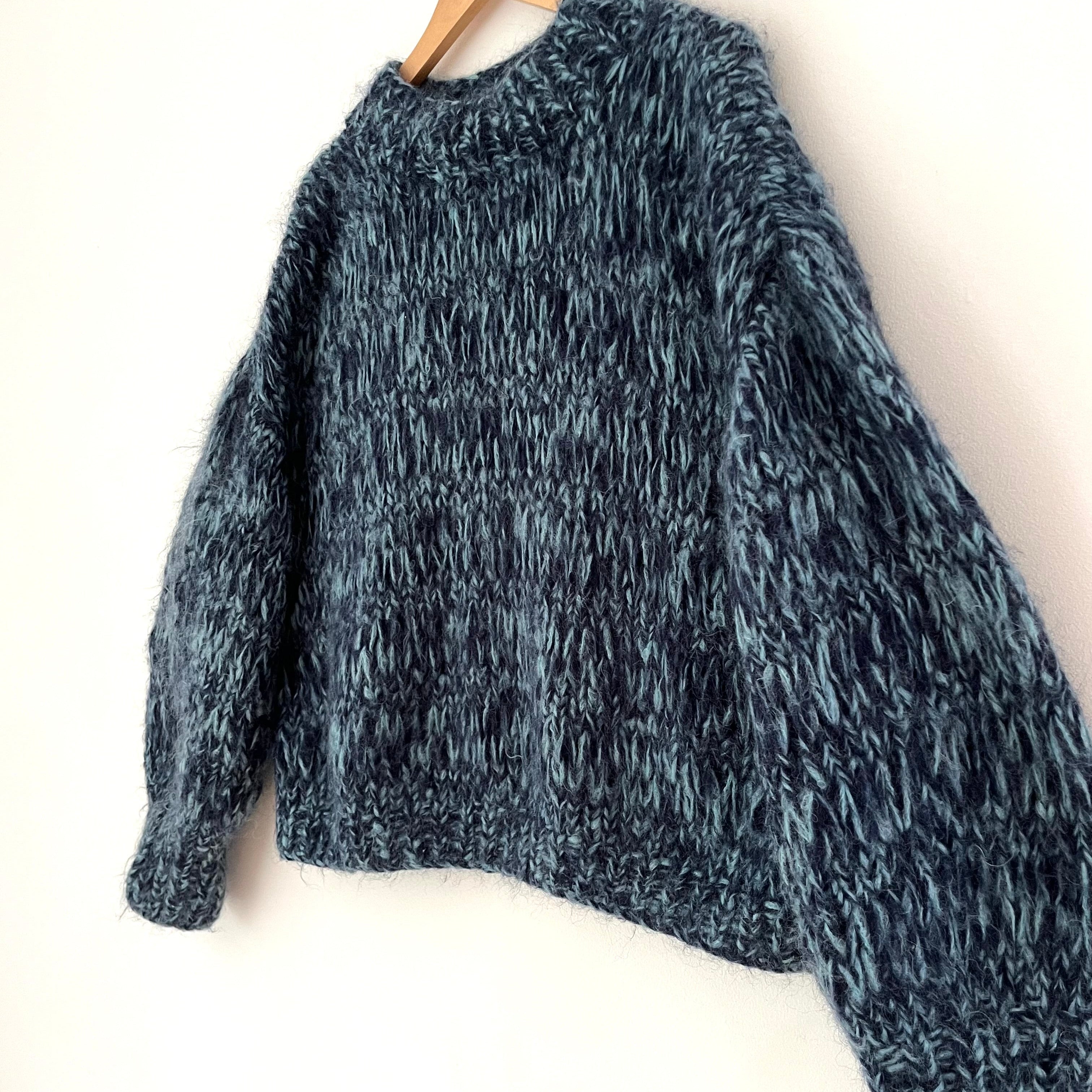 Frisson Knits ISABEL Jumper in Blue Multi One Size.