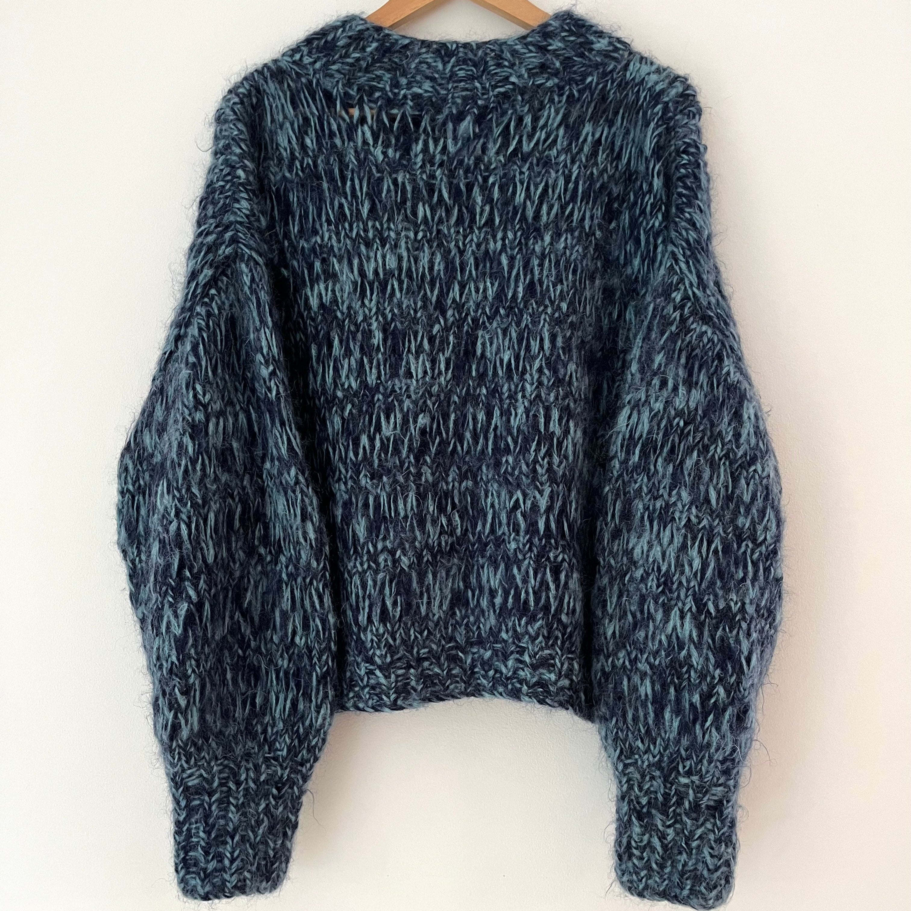 Frisson Knits ISABEL Jumper in Blue Multi One Size.