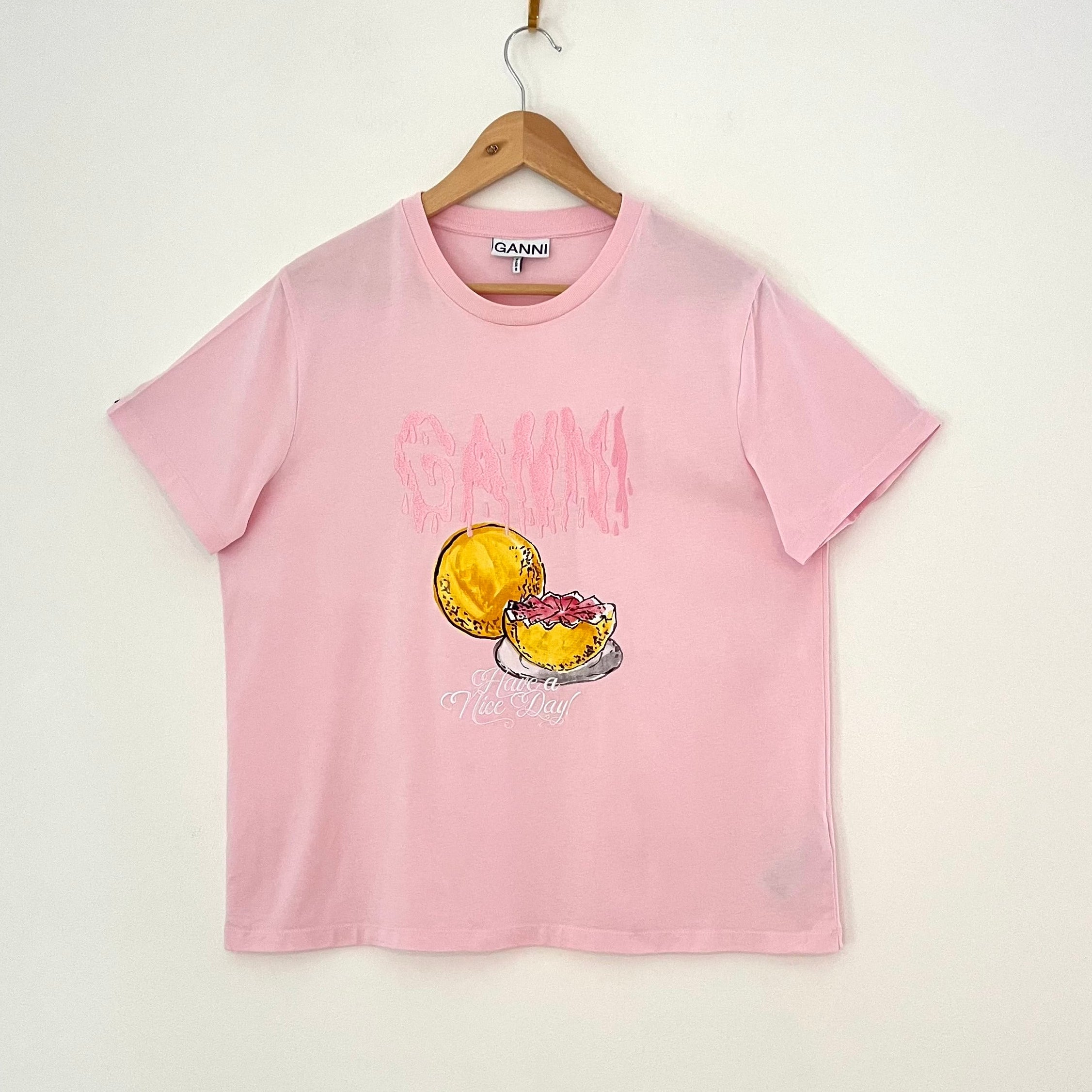 Ganni Jersey Grapefruit Tee Size L.