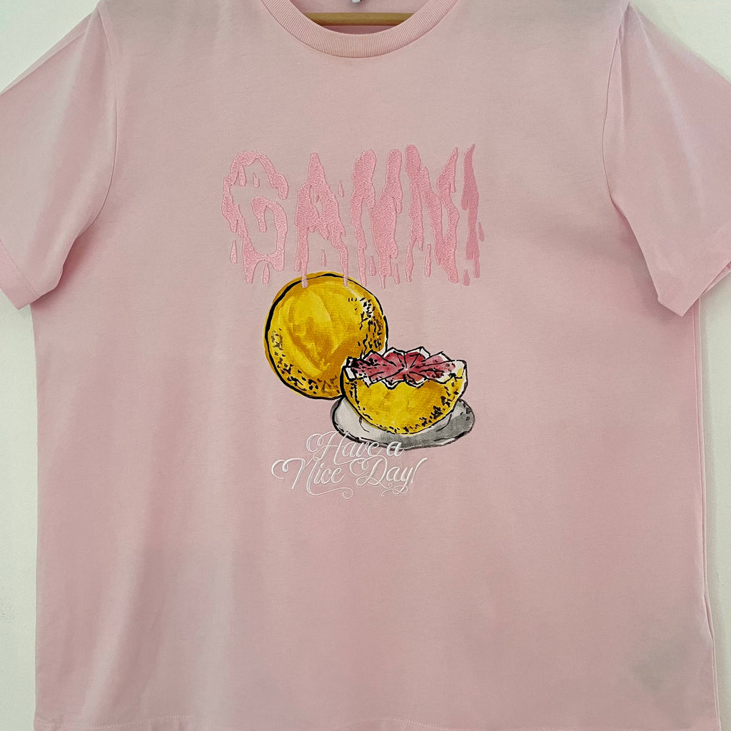 Ganni Jersey Grapefruit Tee Size L.