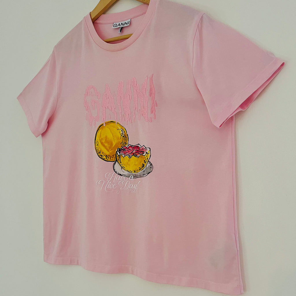 Ganni Jersey Grapefruit Tee Size L.