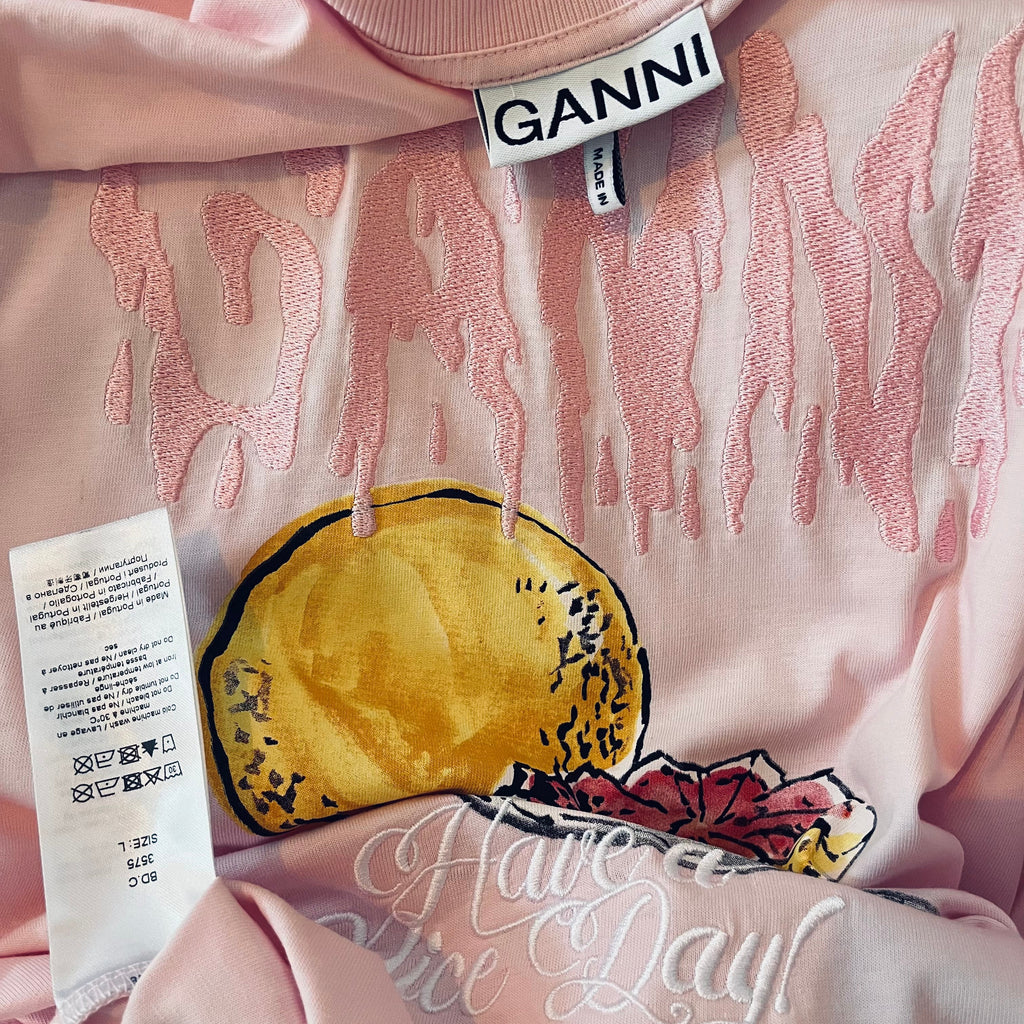 Ganni Jersey Grapefruit Tee Size L.
