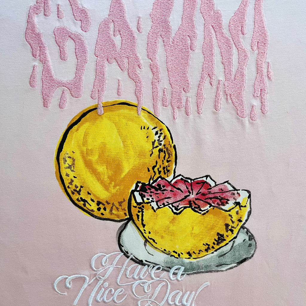 Ganni Jersey Grapefruit Tee Size L.