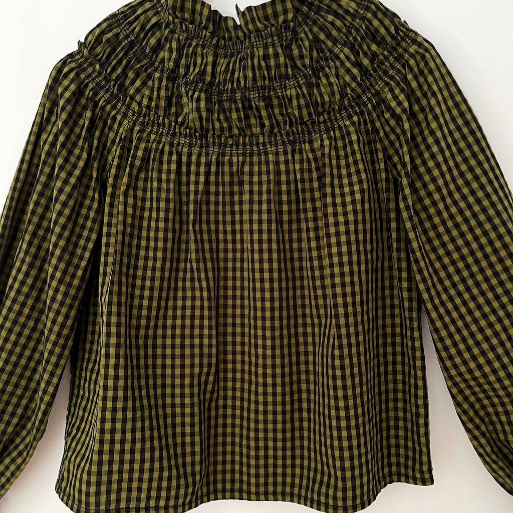 Proenza Schouler Checked Gathered Blouse Size 2/S.