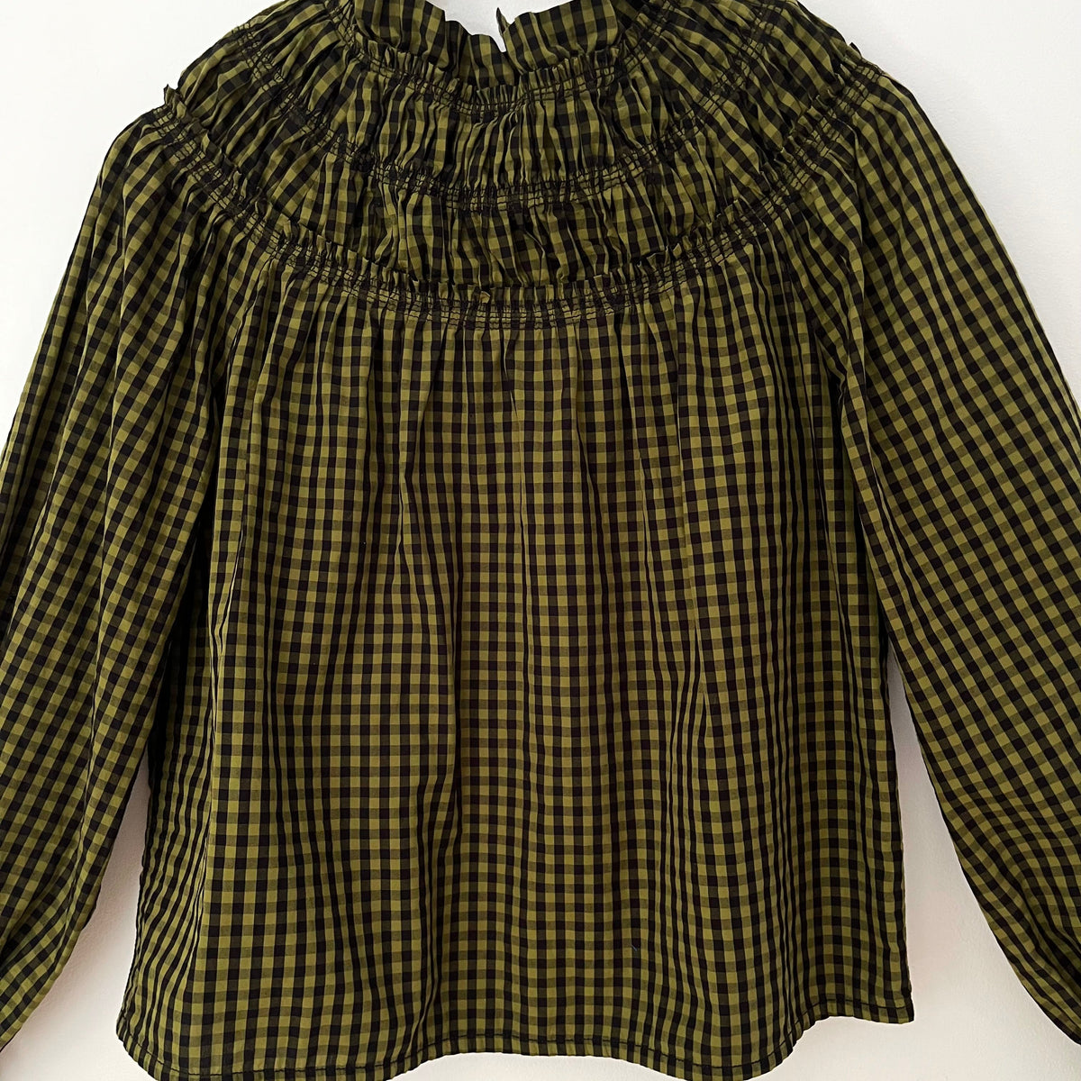 Proenza Schouler Checked Gathered Blouse Size 2/S.