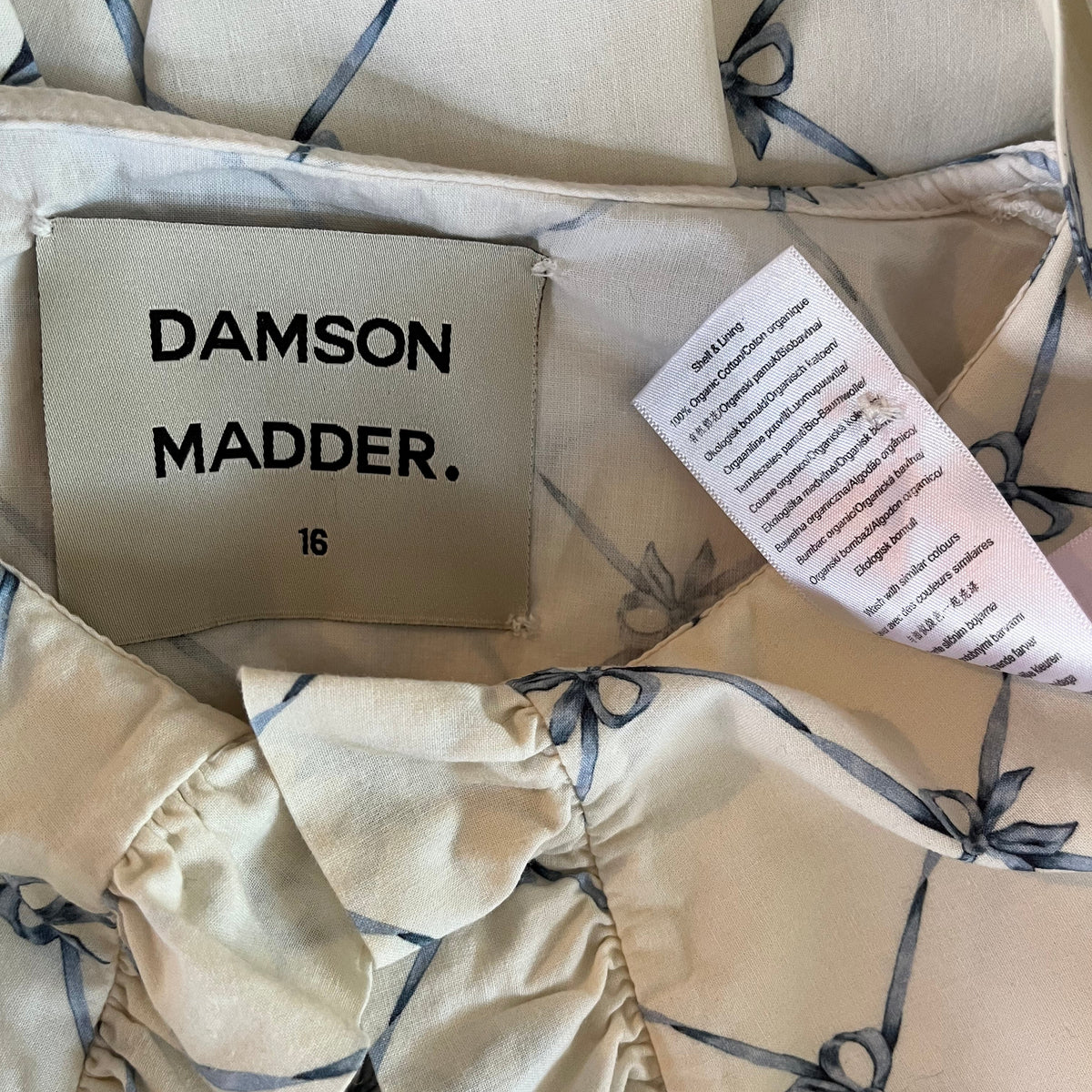 Damson Madder LOLA Blouse in Bow Print Size 16.
