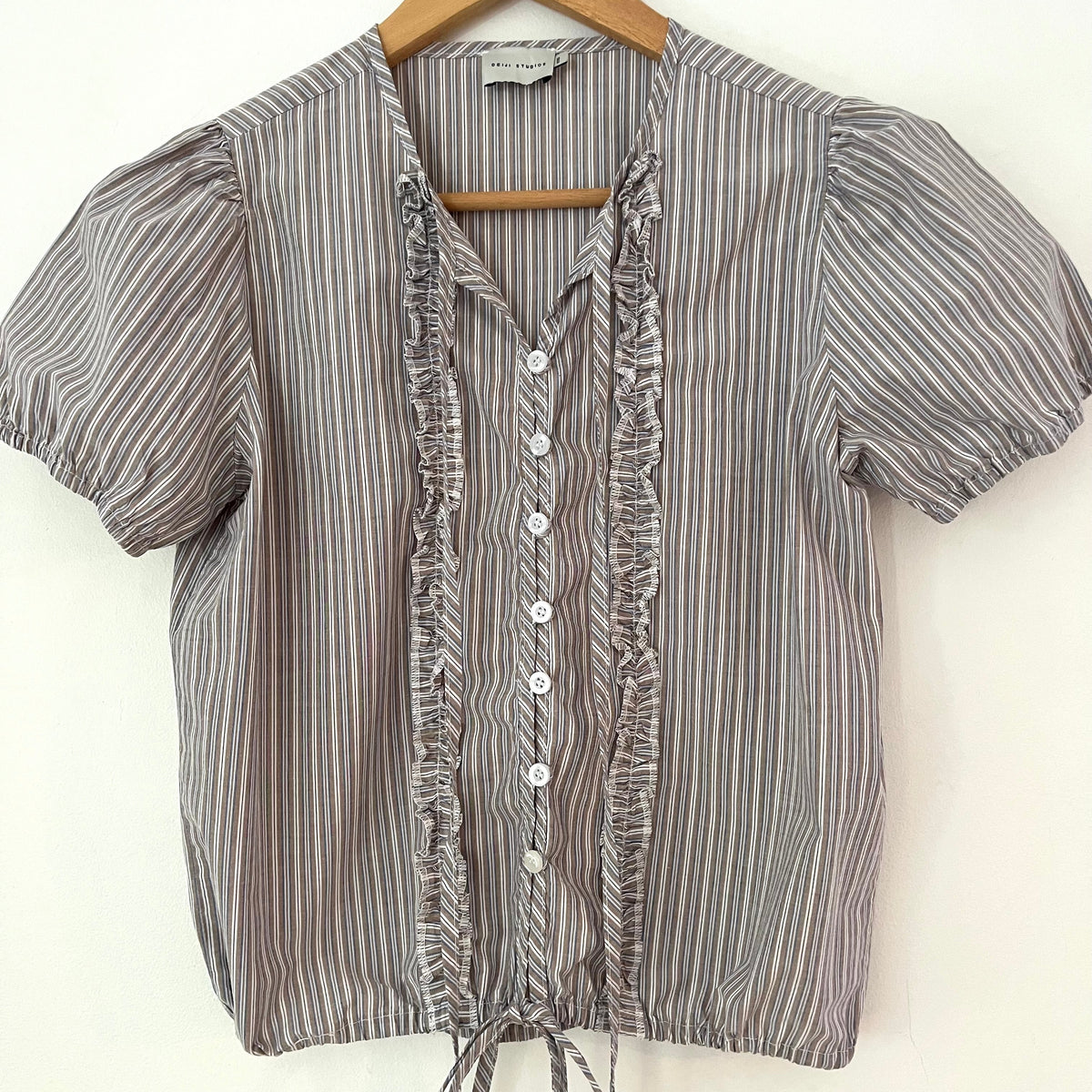 Deiji Studios DOUBLE Frill Top in Sea Stripe Size XXS.