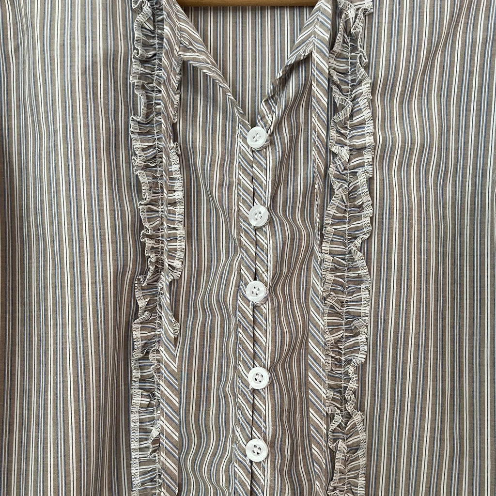 Deiji Studios DOUBLE Frill Top in Sea Stripe Size XXS.