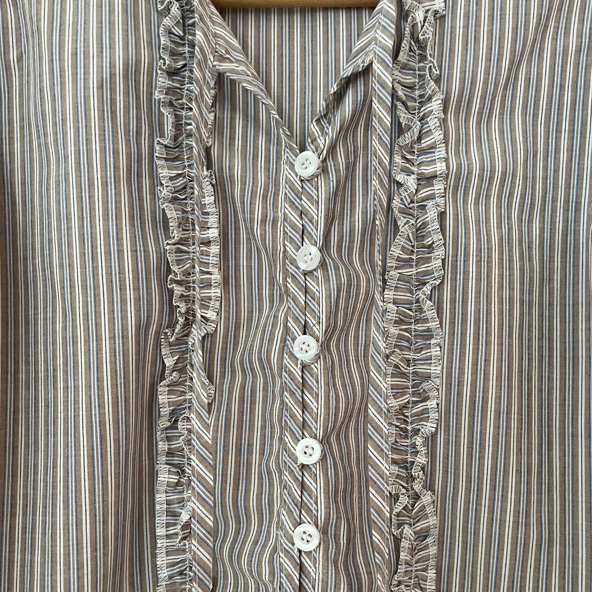 Deiji Studios DOUBLE Frill Top in Sea Stripe Size XXS.