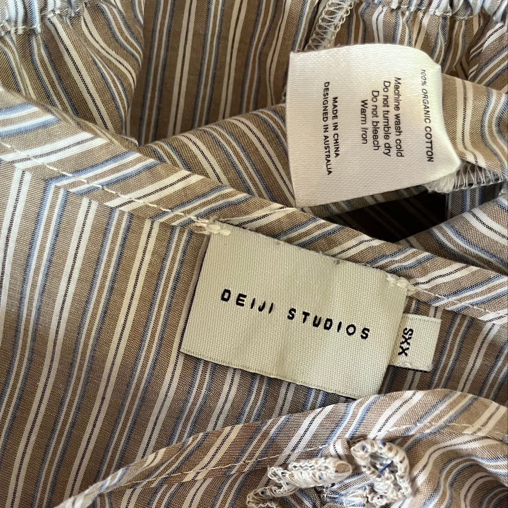 Deiji Studios DOUBLE Frill Top in Sea Stripe Size XXS.
