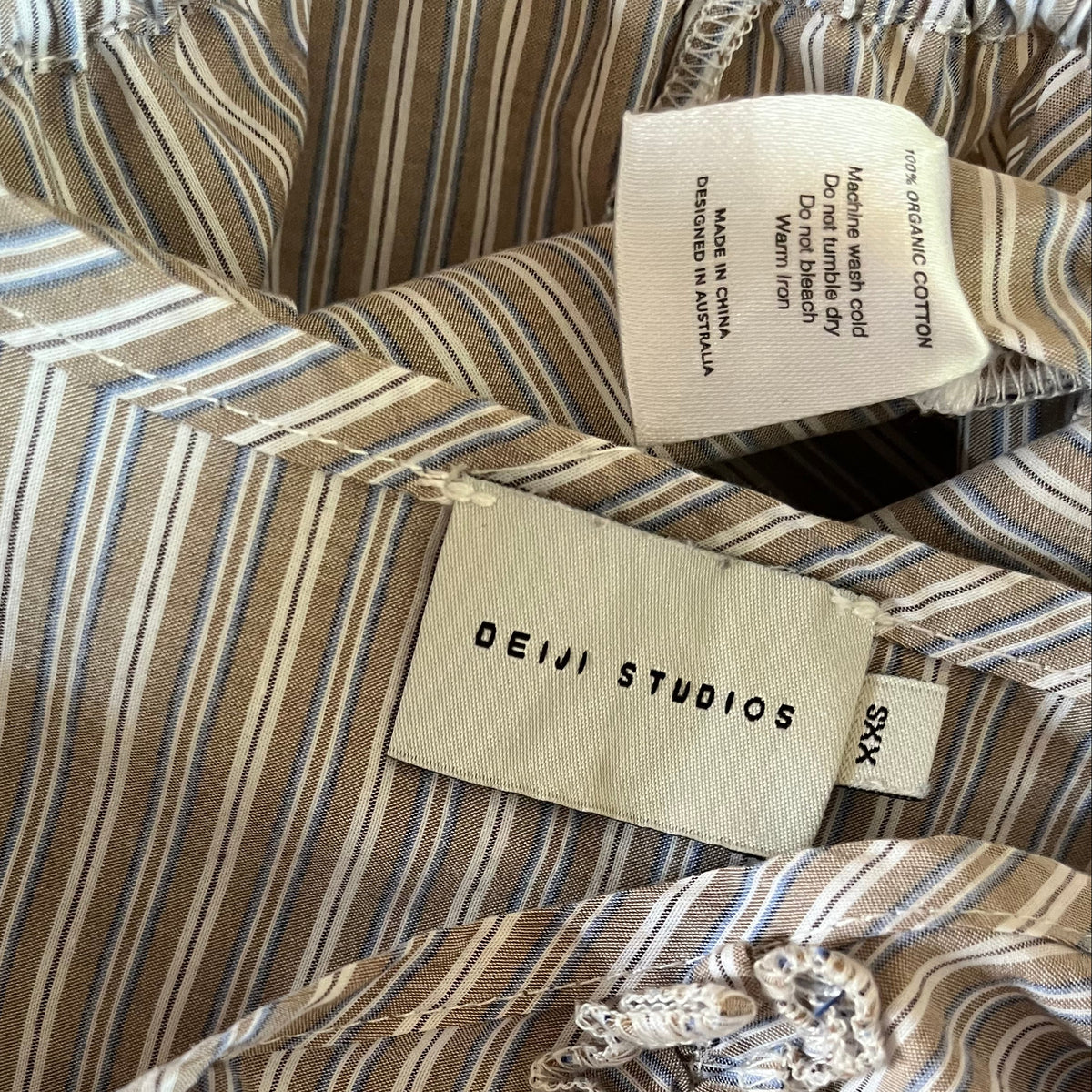 Deiji Studios DOUBLE Frill Top in Sea Stripe Size XXS.
