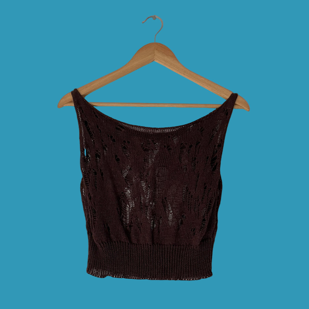 Paloma Wool BAIA KNITTED Top in Brown.