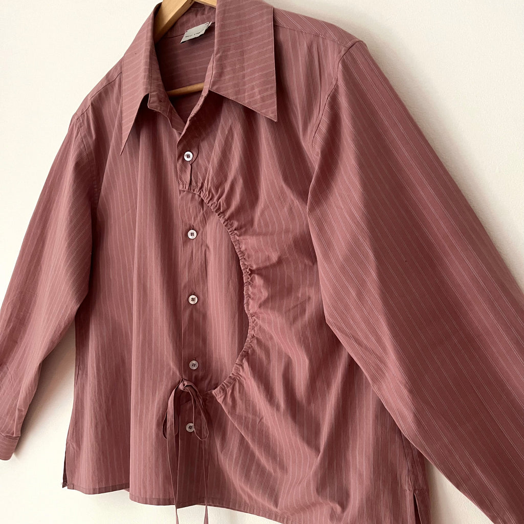 Deiji Studios ARCH TIE Shirt in Salt Stripe Size S.