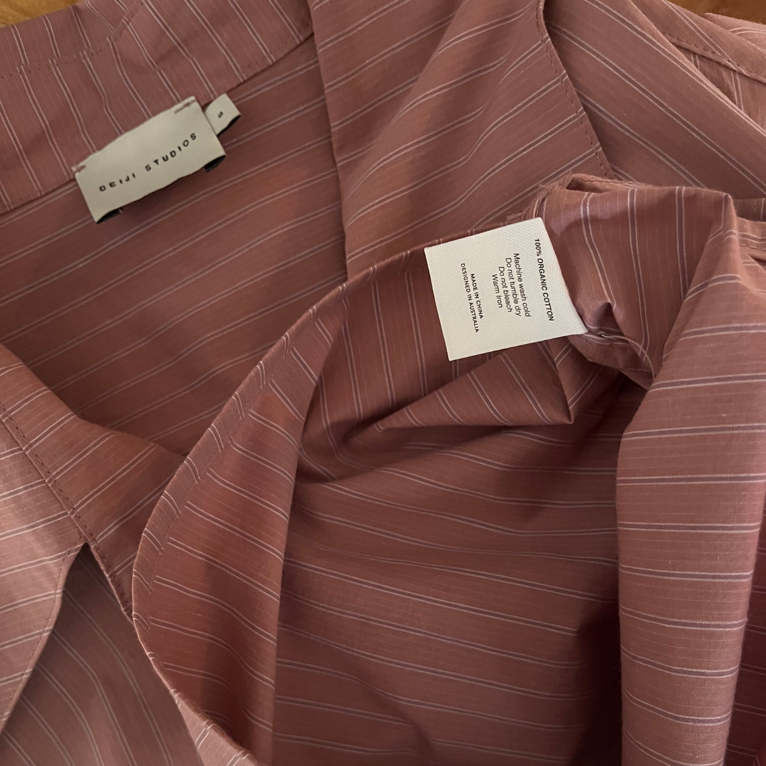 Deiji Studios ARCH TIE Shirt in Salt Stripe Size S.