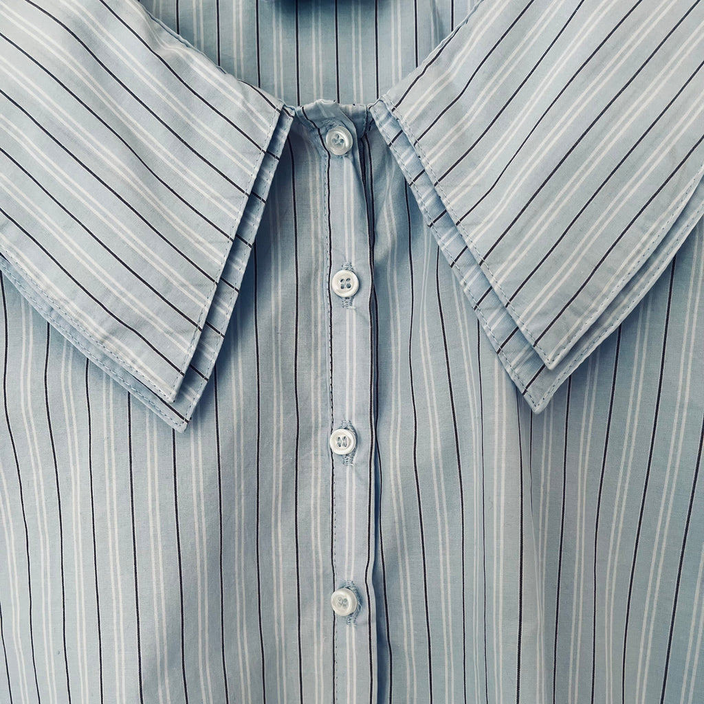 Deiji Studios DOUBLE COLLAR Shirt in Mineral Stripe Size XS.