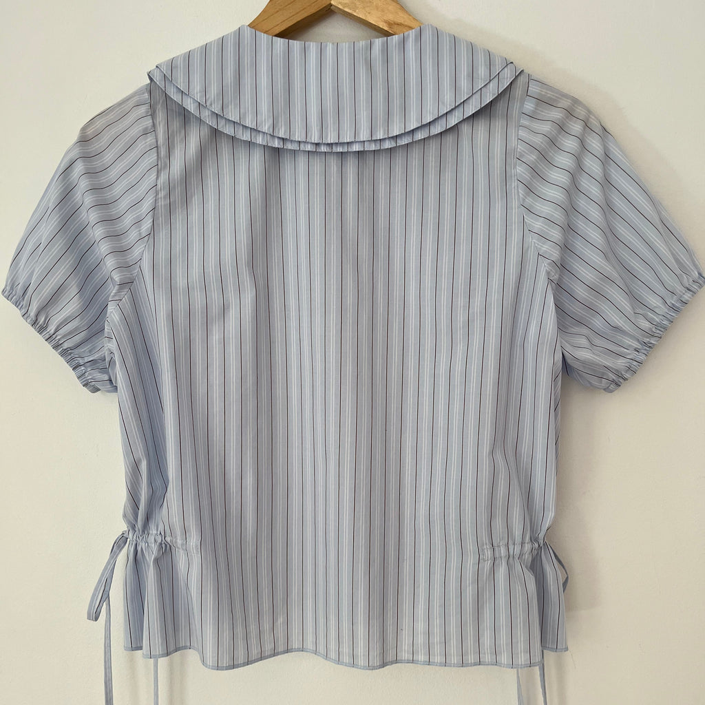 Deiji Studios DOUBLE COLLAR Shirt in Mineral Stripe Size XS.