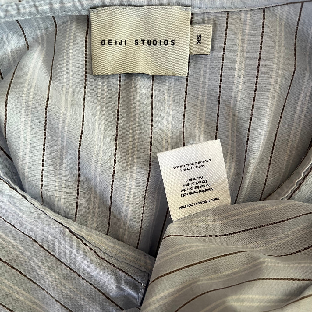 Deiji Studios DOUBLE COLLAR Shirt in Mineral Stripe Size XS.