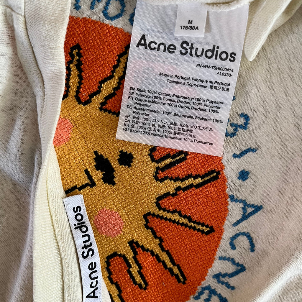 Acne Studios Yellow Sun Embroidery Tee Size M.