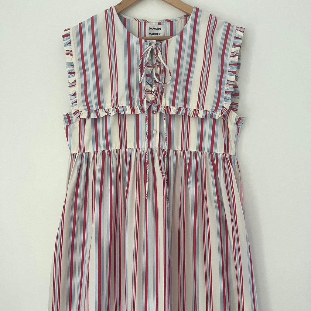 Damson Madder JOSEPHINE Stripe Midi Dress Size 16.
