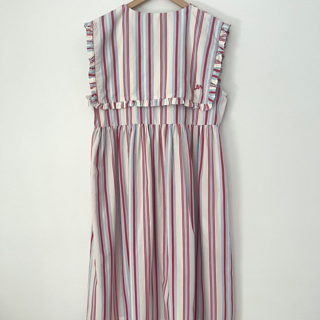 Damson Madder JOSEPHINE Stripe Midi Dress Size 16.