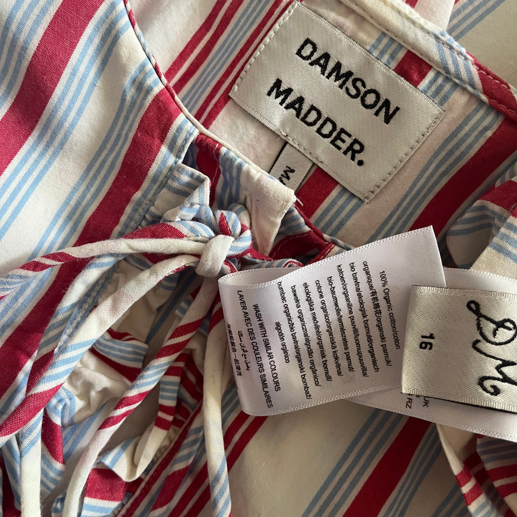 Damson Madder JOSEPHINE Stripe Midi Dress Size 16.