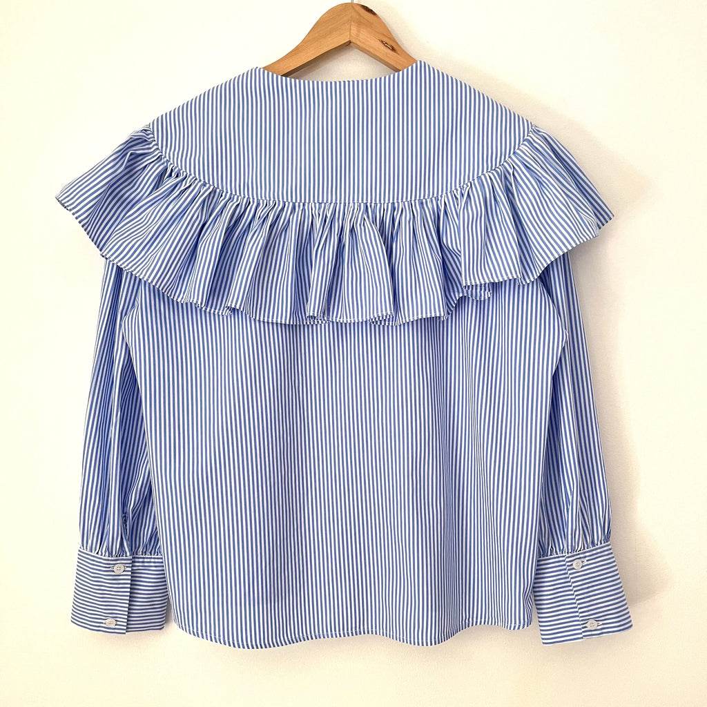 La Veste TABLA Cotton Shirt in Blue/White Stripe Size XL.