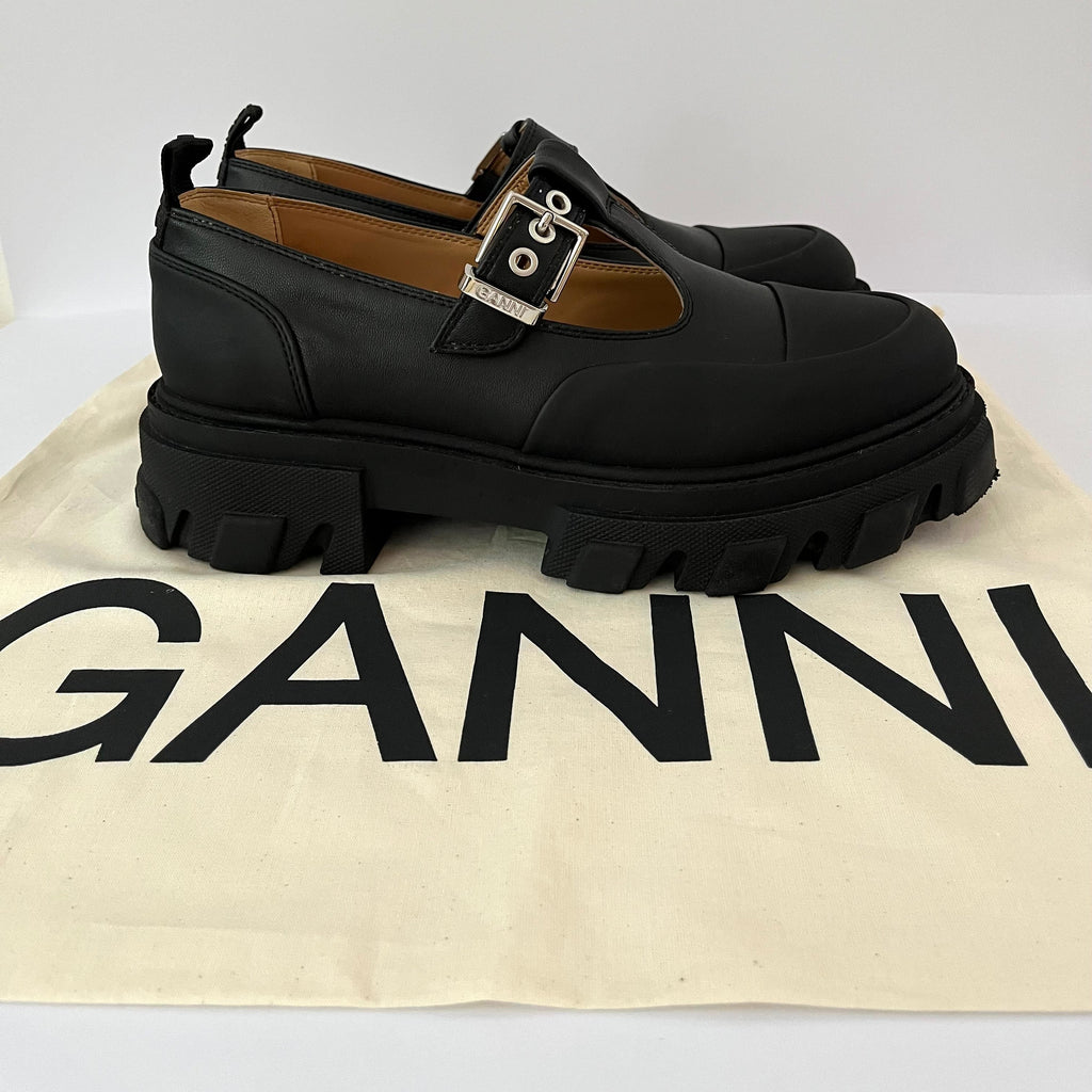 Ganni Cleated Mary Jane Loafers Size IT40/US9.