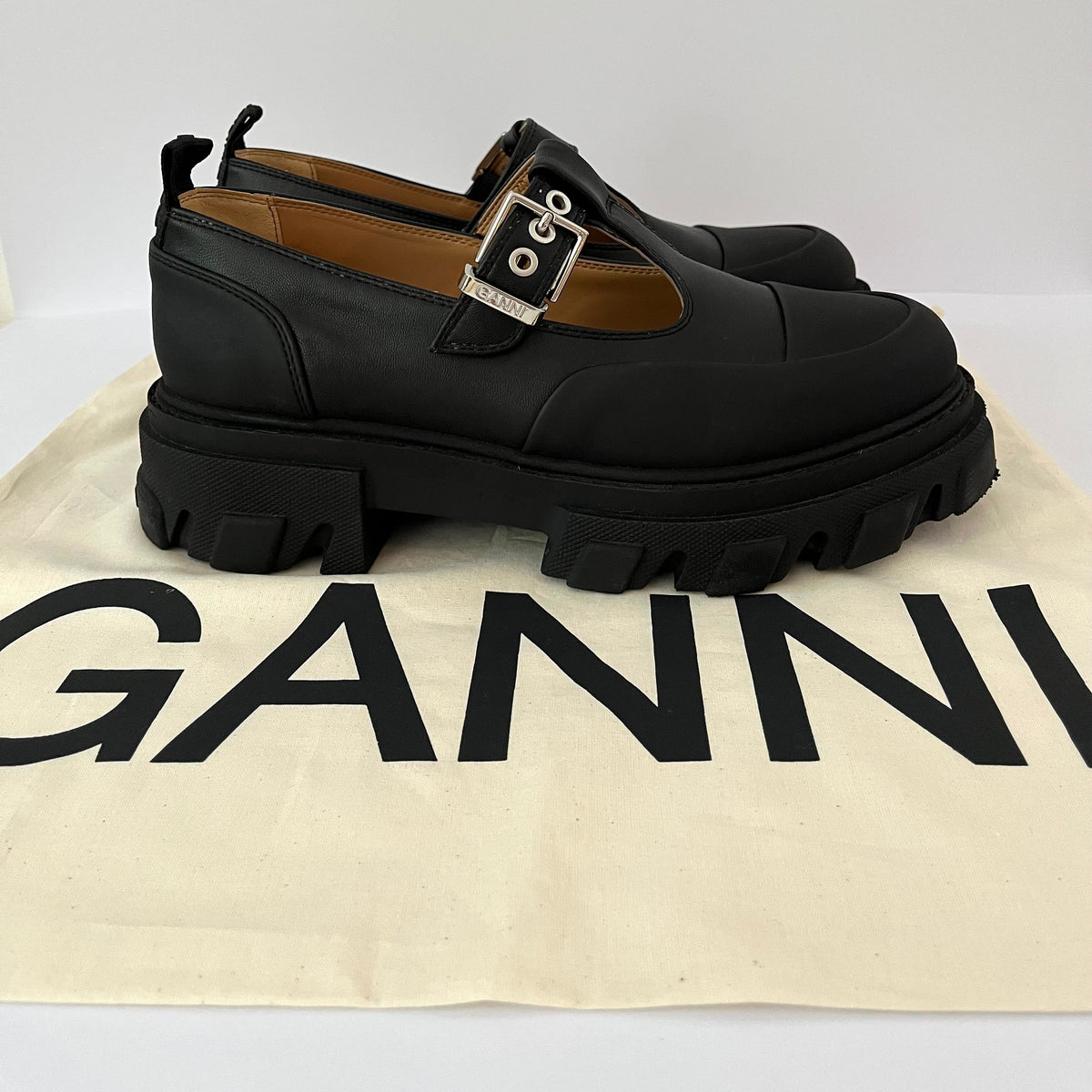 Ganni Cleated Mary Jane Loafers Size IT40/US9.