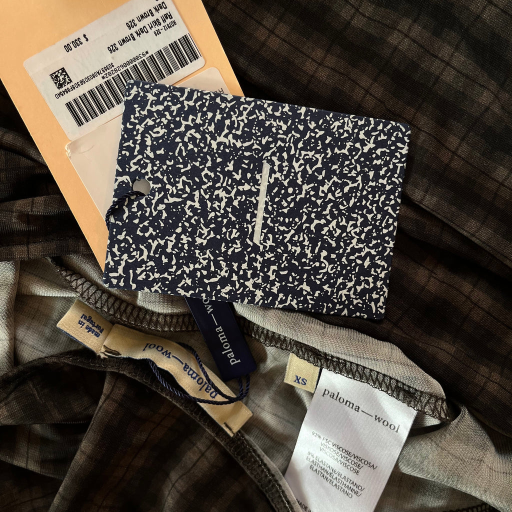 Paloma Wool BNWT RAFF Tube Skirt Dark Brown Size XS.