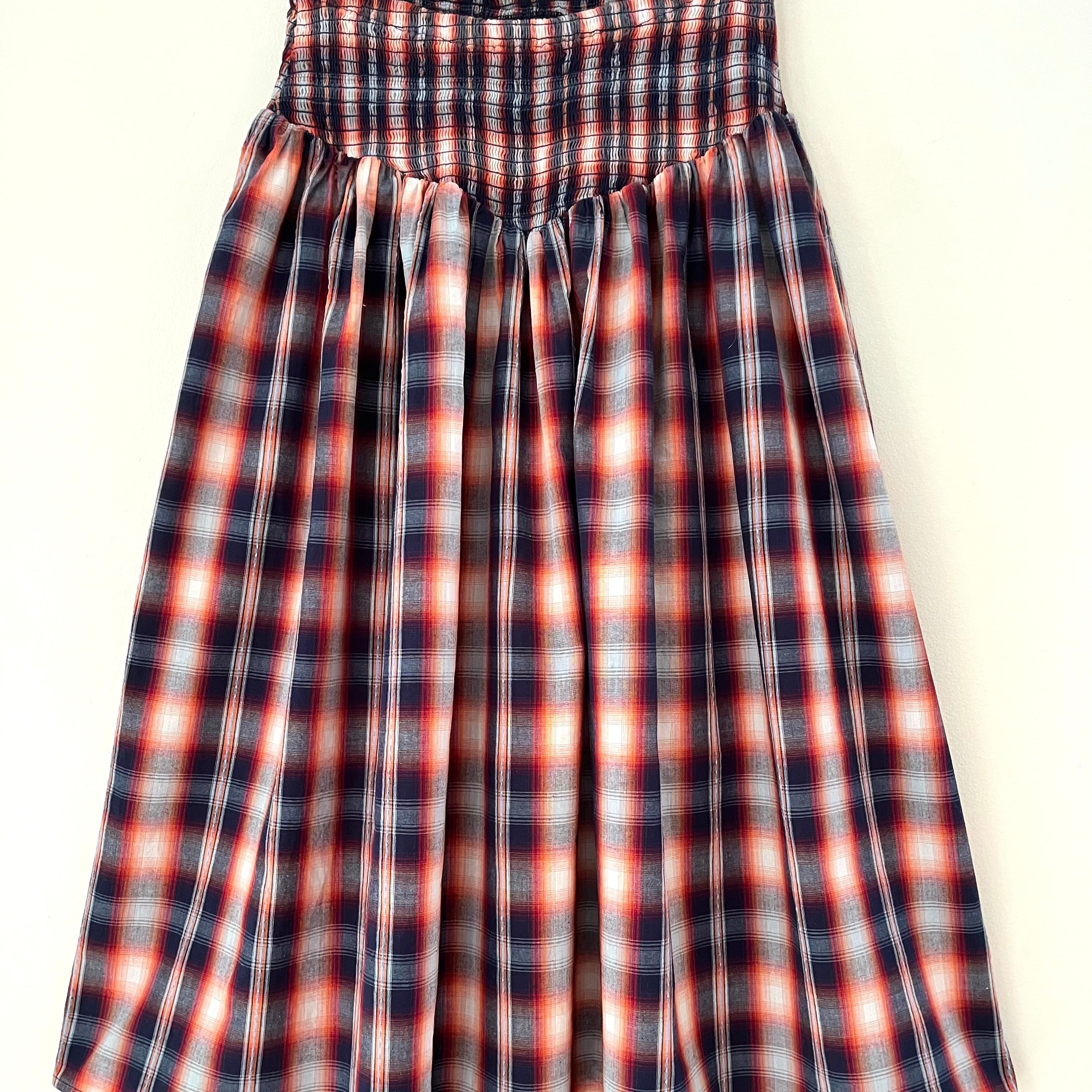 Après Studios Shirred Midi in Grape Plaid Size XS.