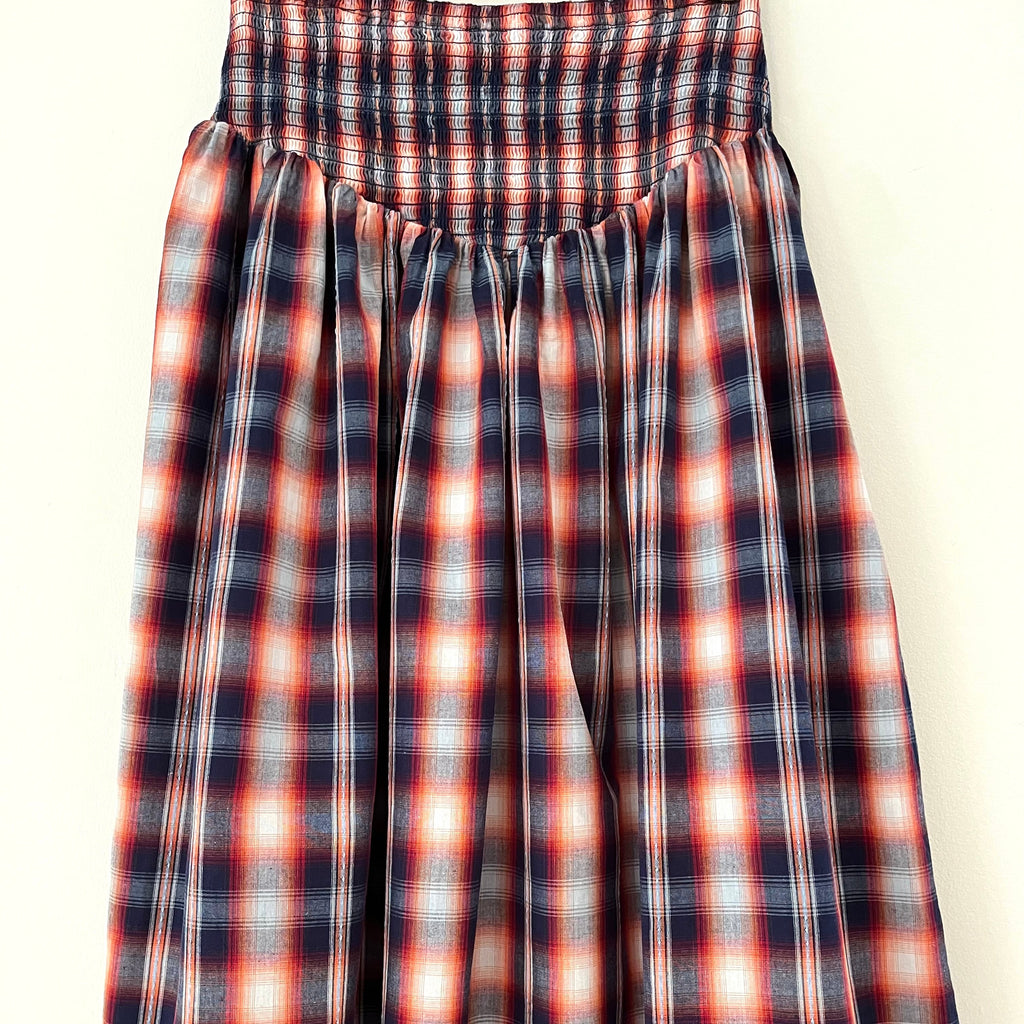 Après Studios Shirred Midi in Grape Plaid Size XS.