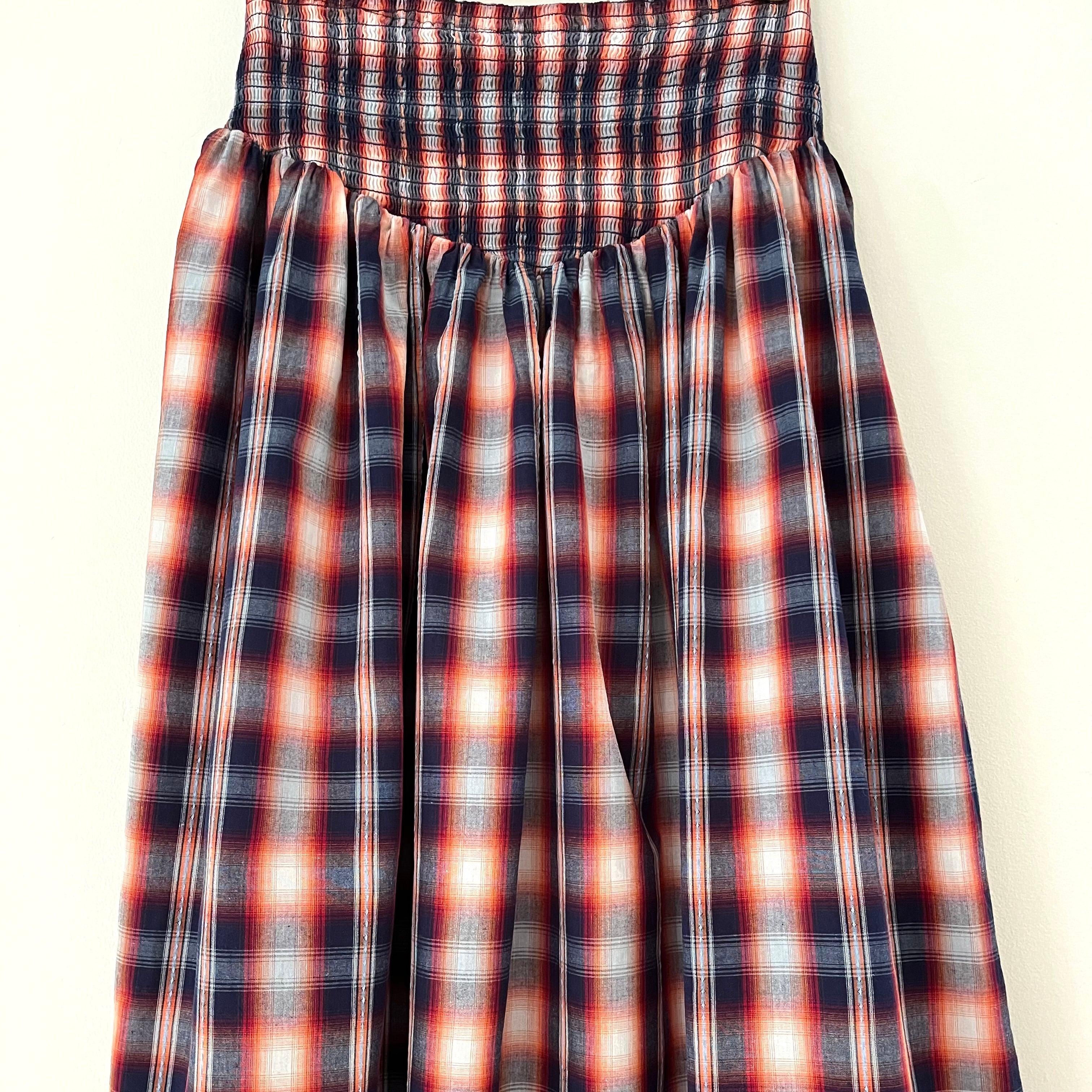Après Studios Shirred Midi in Grape Plaid Size XS.