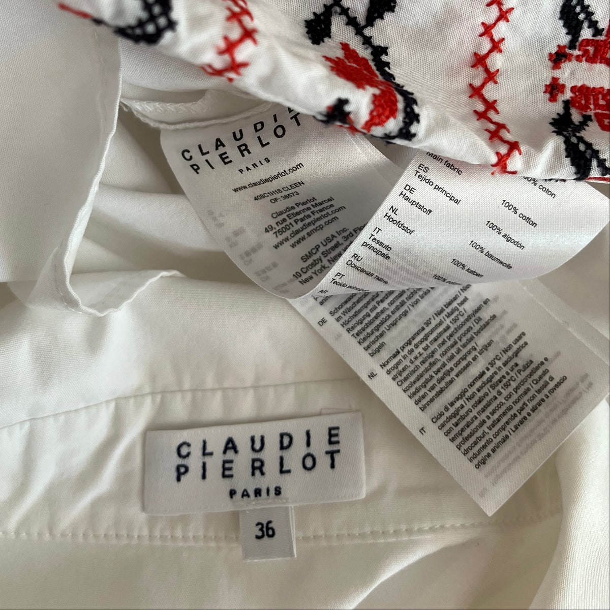 Claudie Pierlot Embroidered Folk Blouse Size 36/AU8.