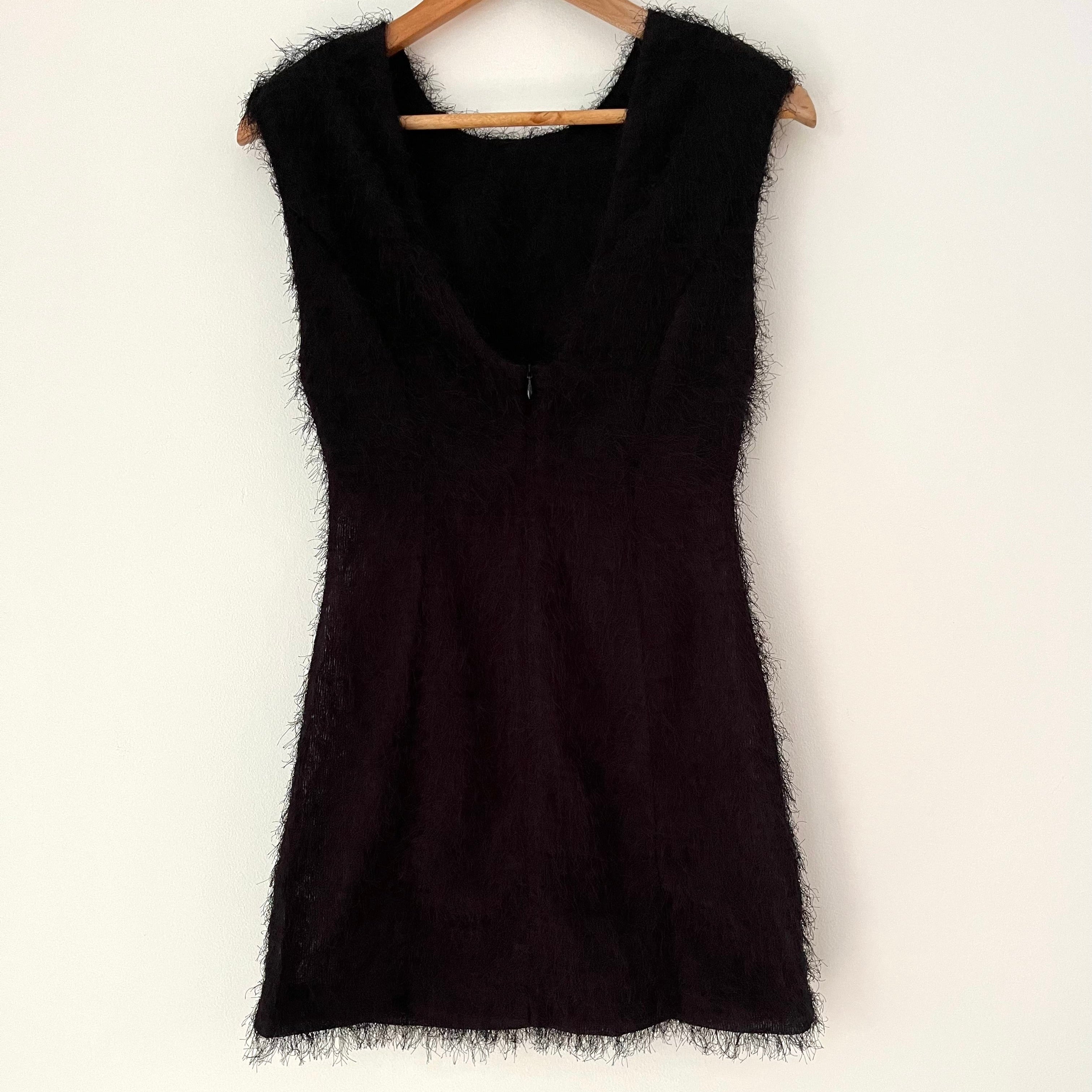 Après Studios Black Fringe Mini Dress Size AU6.
