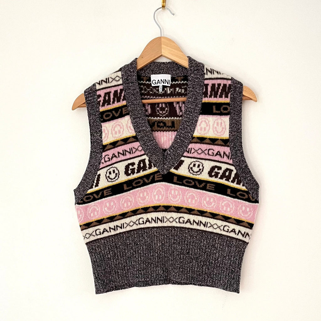 Ganni Multicolour Jacquard Vest Size S.
