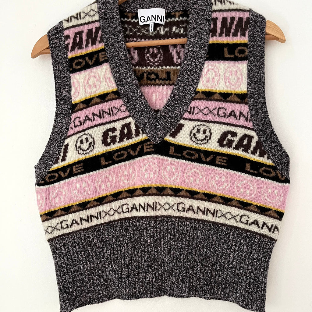 Ganni Multicolour Jacquard Vest Size S.