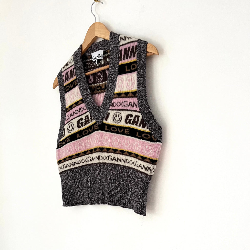 Ganni Multicolour Jacquard Vest Size S.