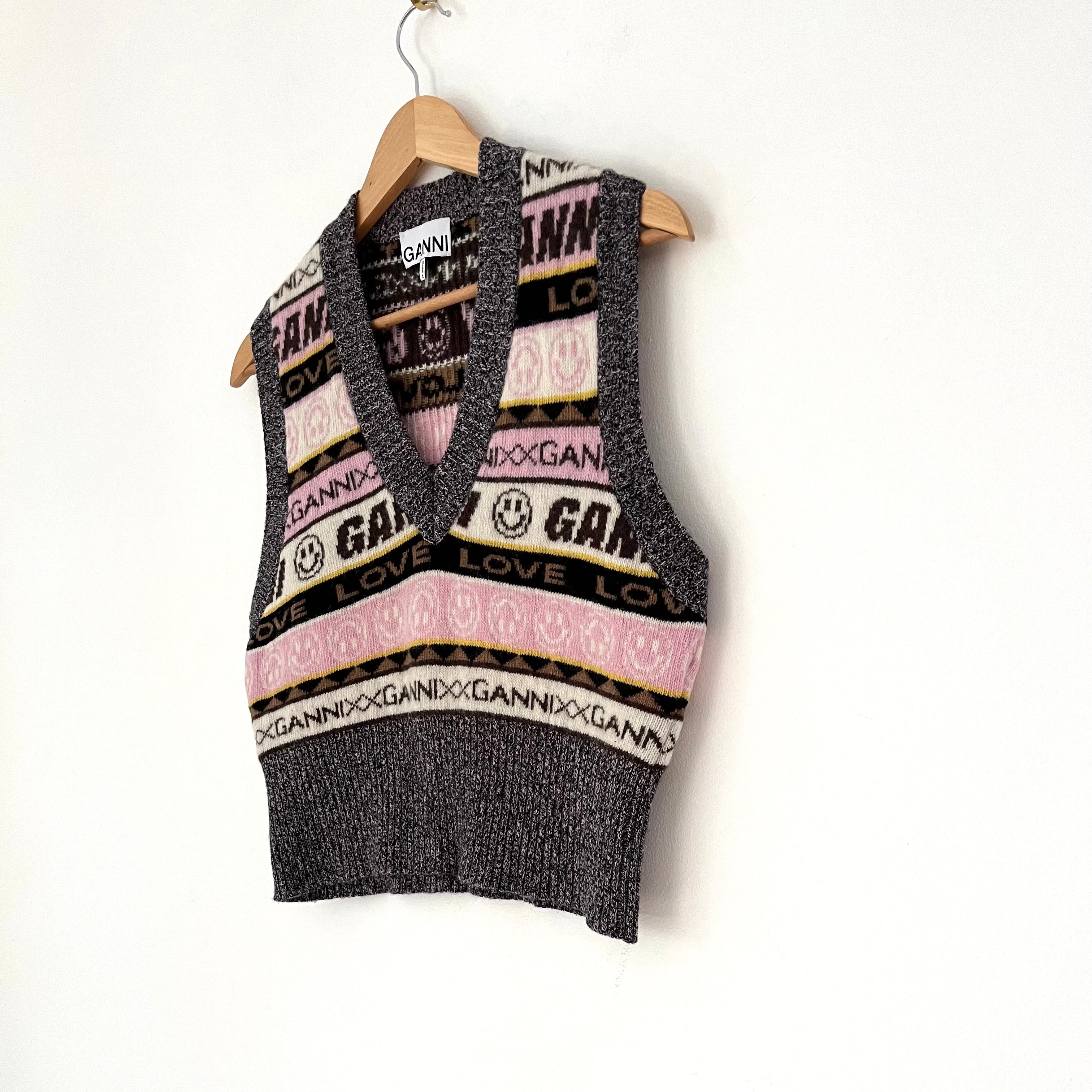 Ganni Multicolour Jacquard Vest Size S.