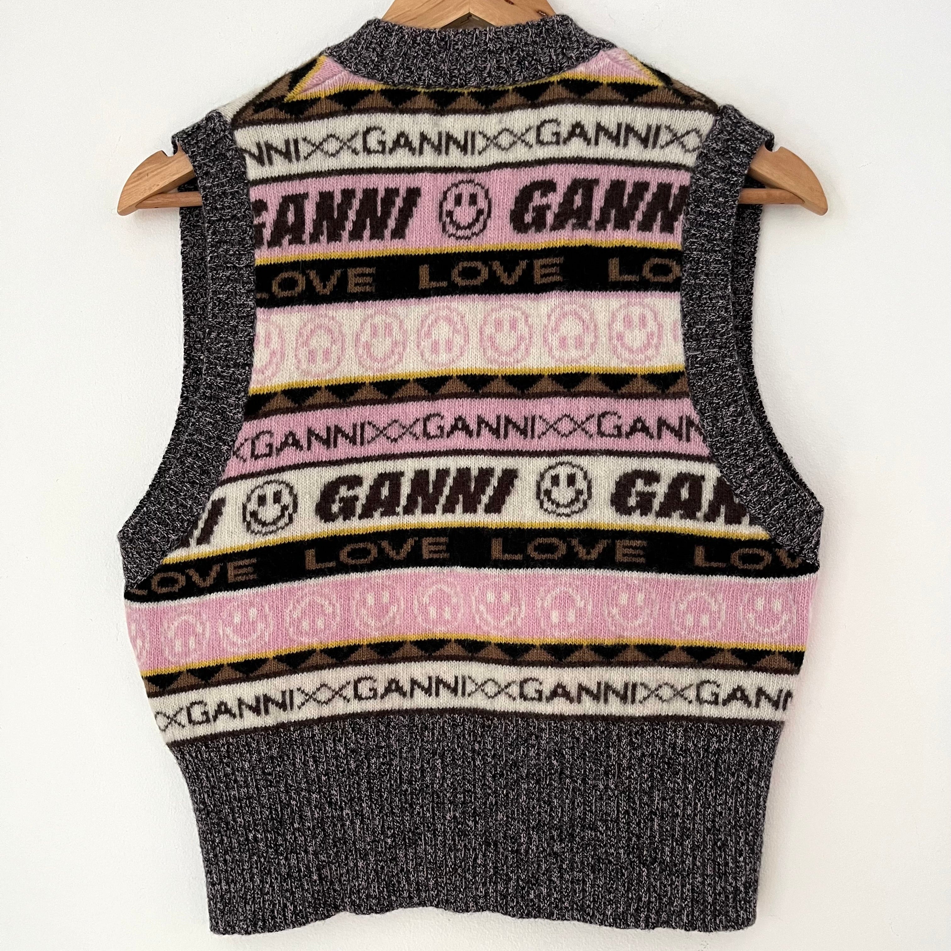 Ganni Multicolour Jacquard Vest Size S.