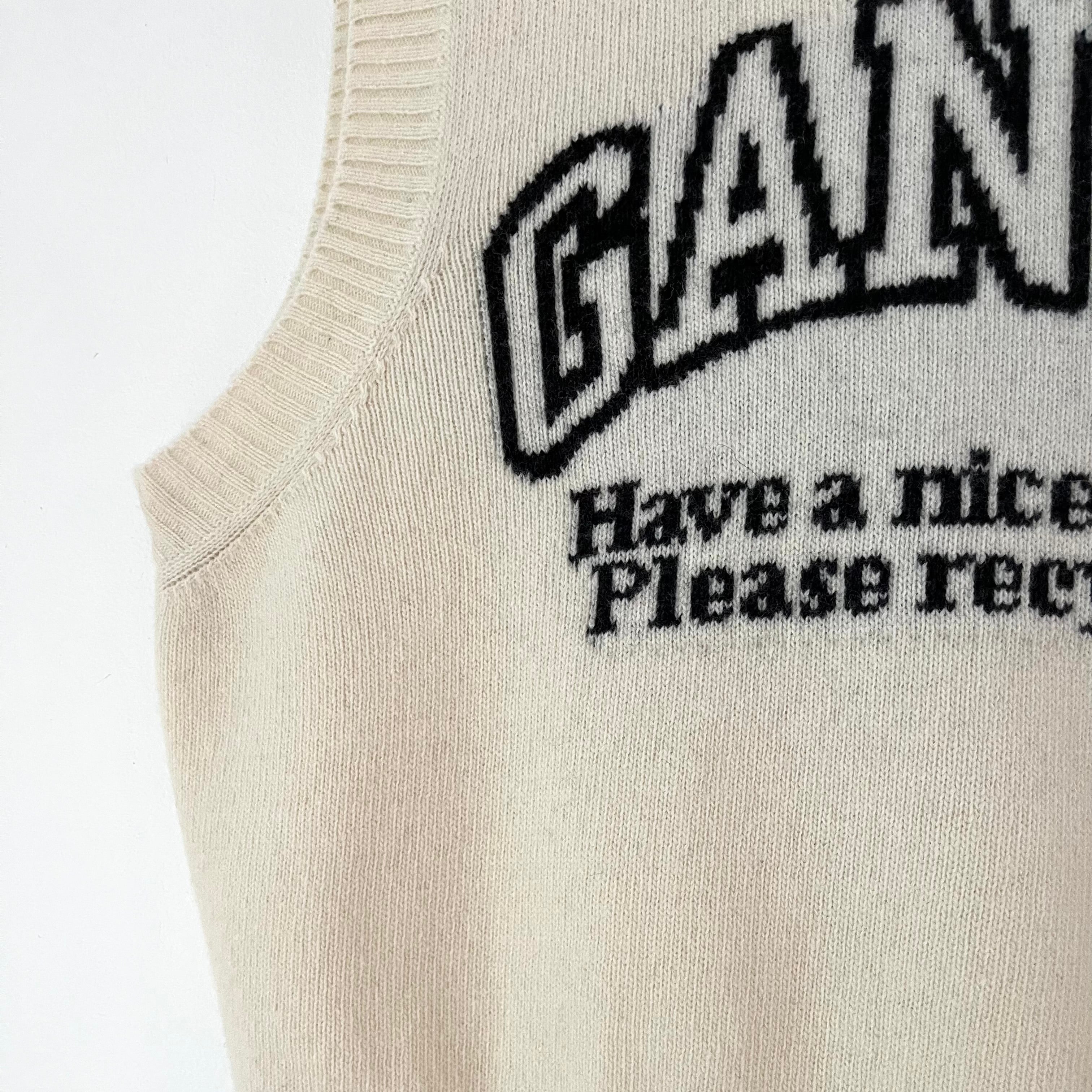 Ganni Graphic Wool Mix Collar Vest Size L.