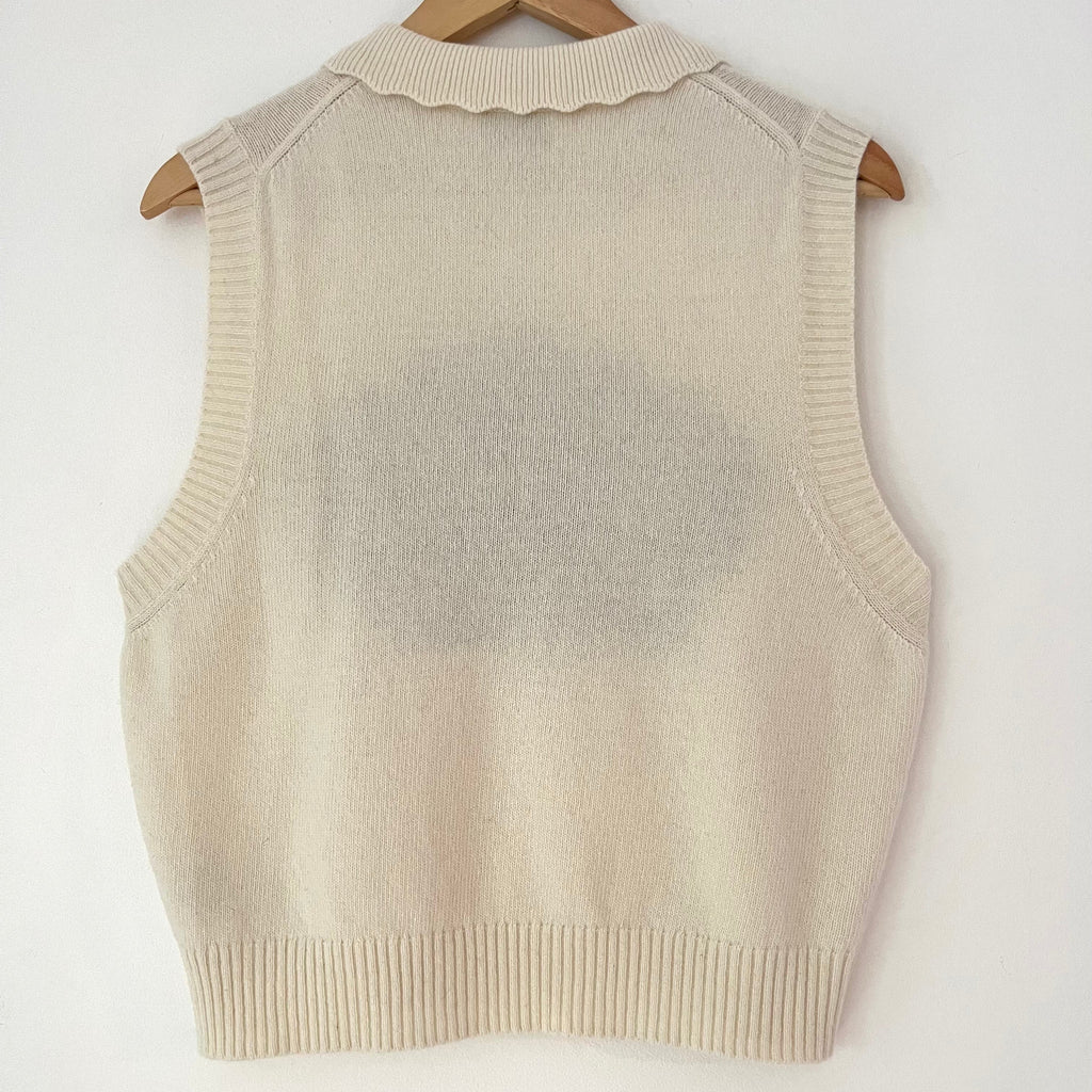 Ganni Graphic Wool Mix Collar Vest Size L.