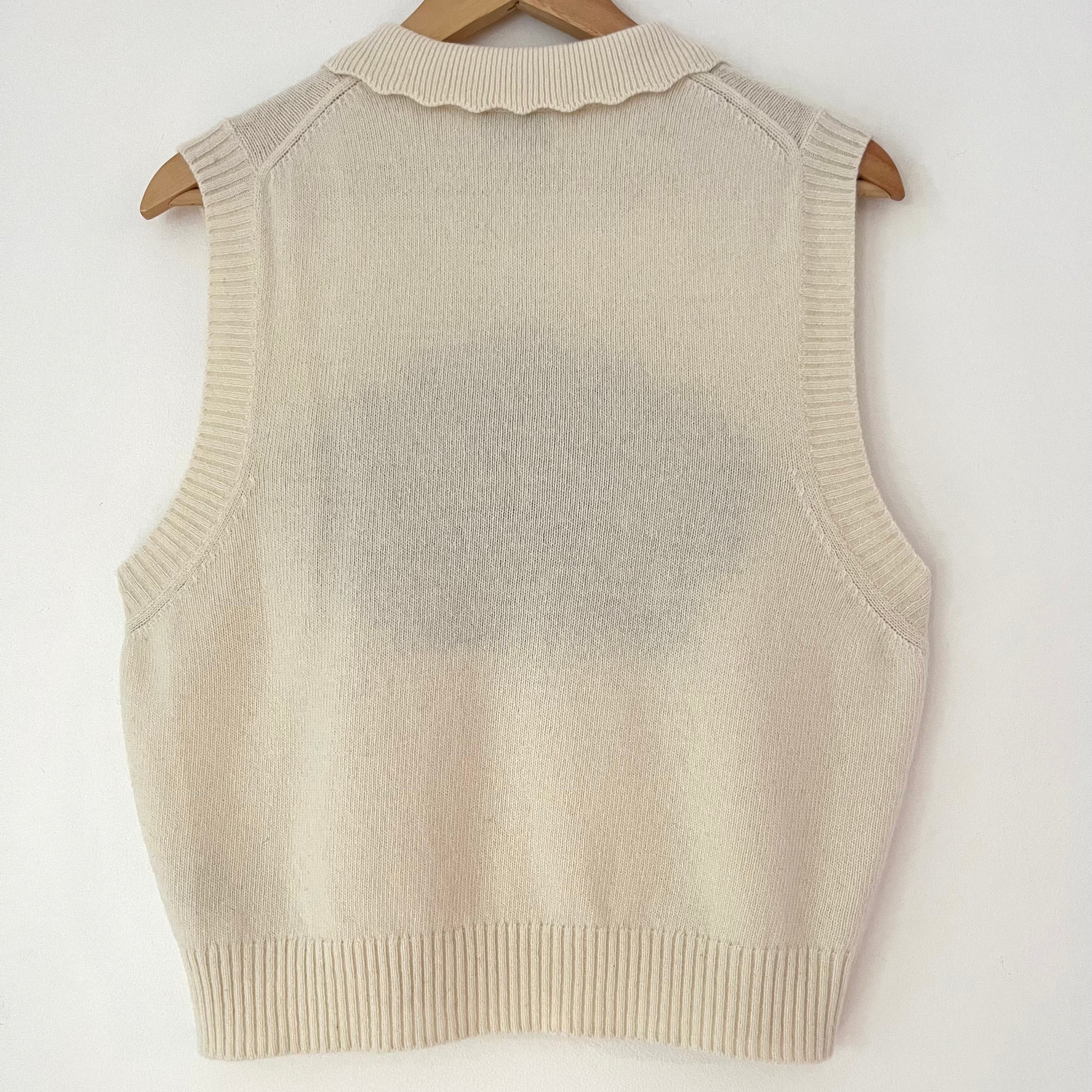 Ganni Graphic Wool Mix Collar Vest Size L.