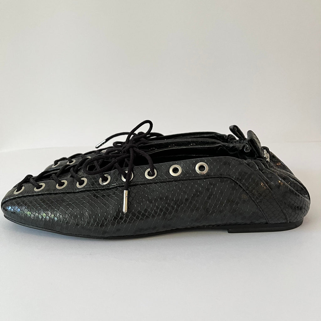 Ganni EYELET Lace Up Ballet Flats Size 39.