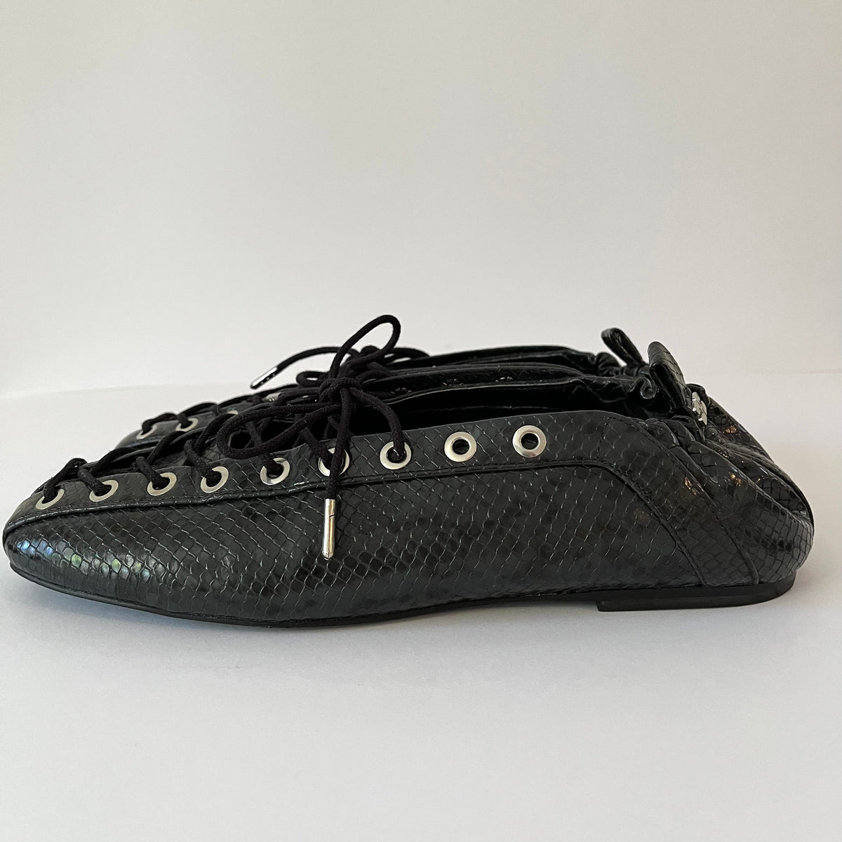 Ganni EYELET Lace Up Ballet Flats Size 39.