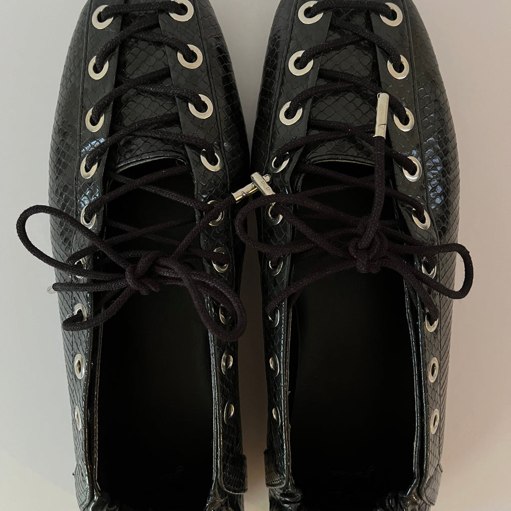Ganni EYELET Lace Up Ballet Flats Size 39.