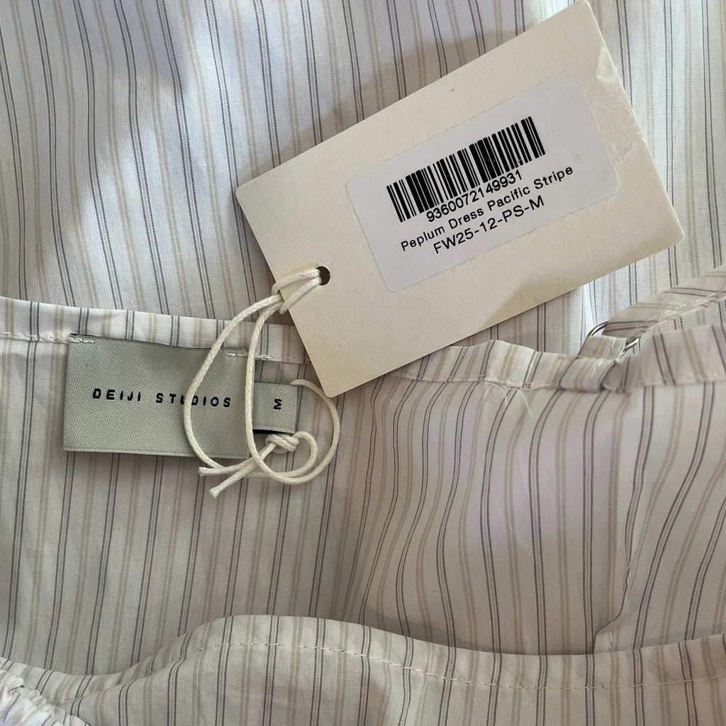Deiji Studios BNWT PEPLUM Dress in Pacific Stripe Size M.